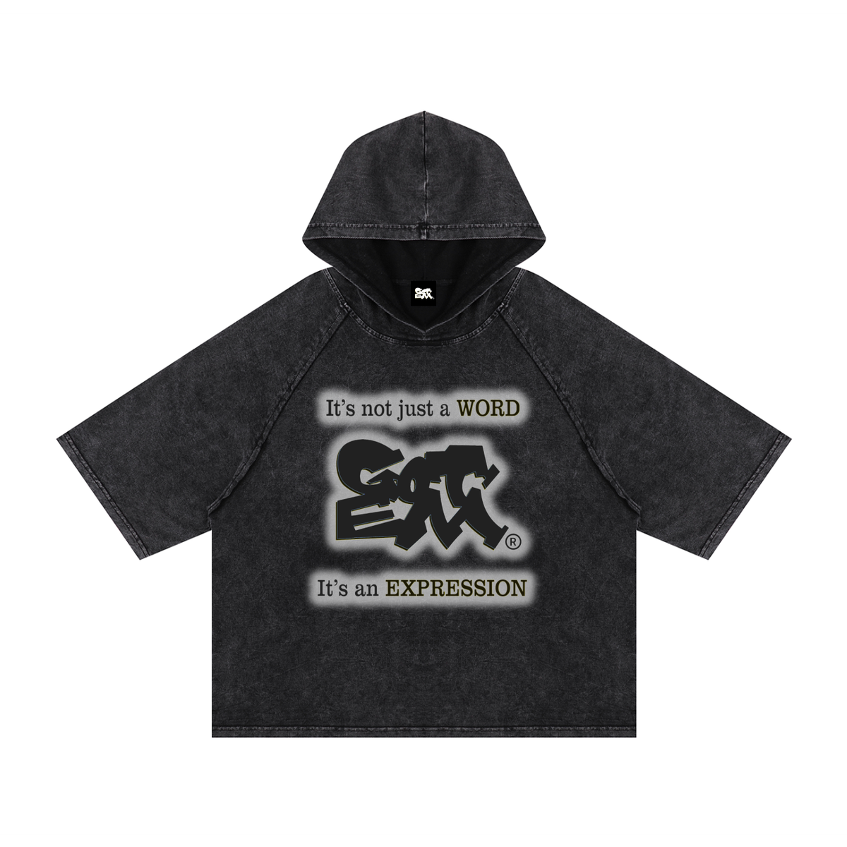 GOT ʻEM® Original with Tagline (Glow) Snow Washed Hooded Boxy T-Shirt | Unisex