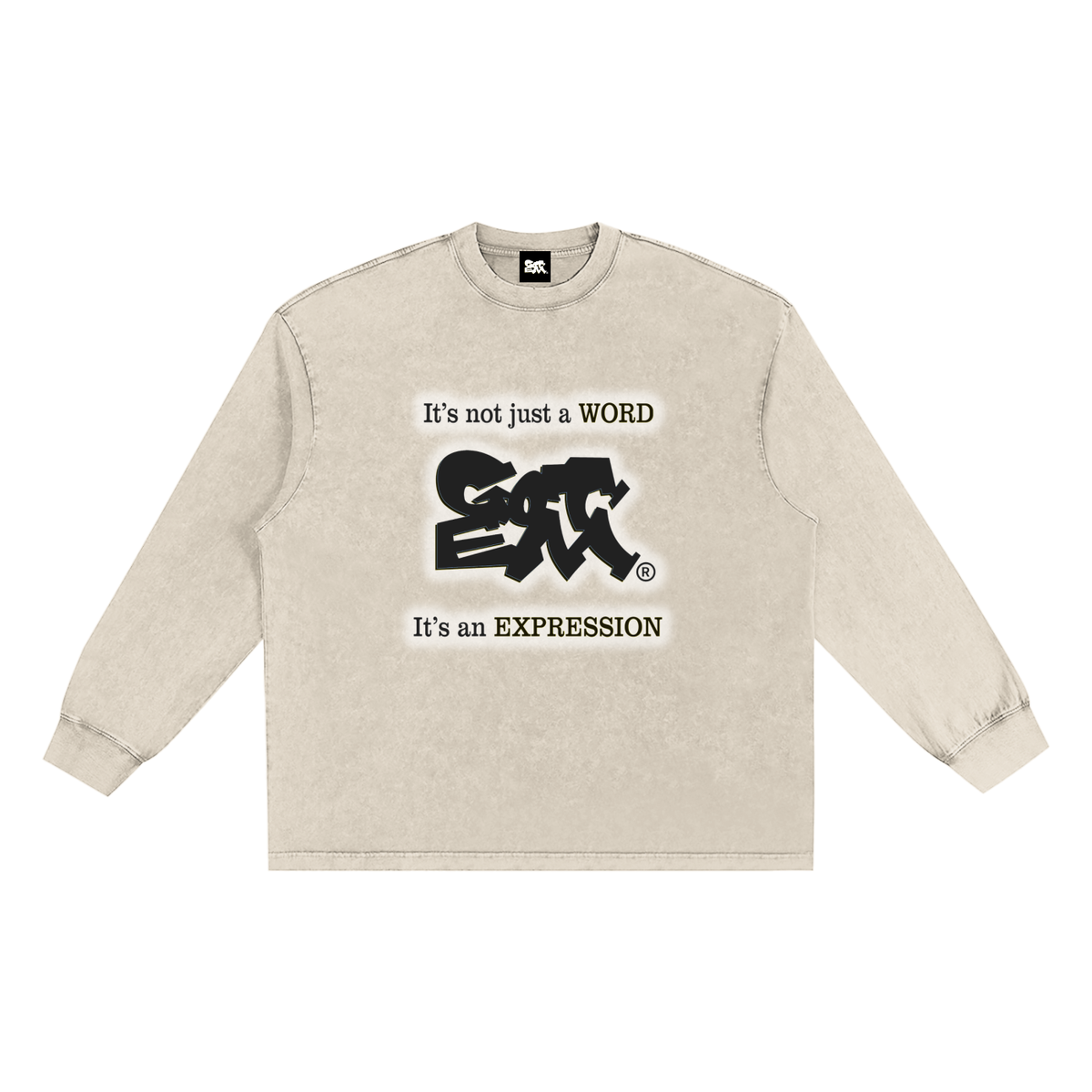 GOT ʻEM® Original with Tagline (Glow) Snow Washed Frayed Edge Long Sleeve T-Shirt | Unisex