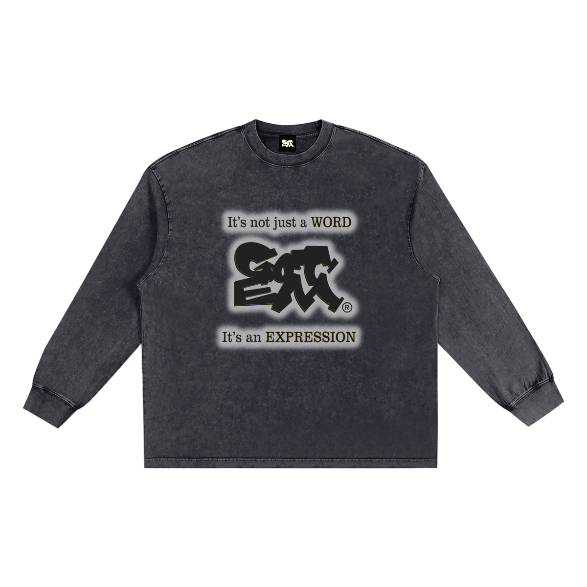 GOT ʻEM® Original with Tagline (Glow) Snow Washed Frayed Edge Long Sleeve T-Shirt | Unisex
