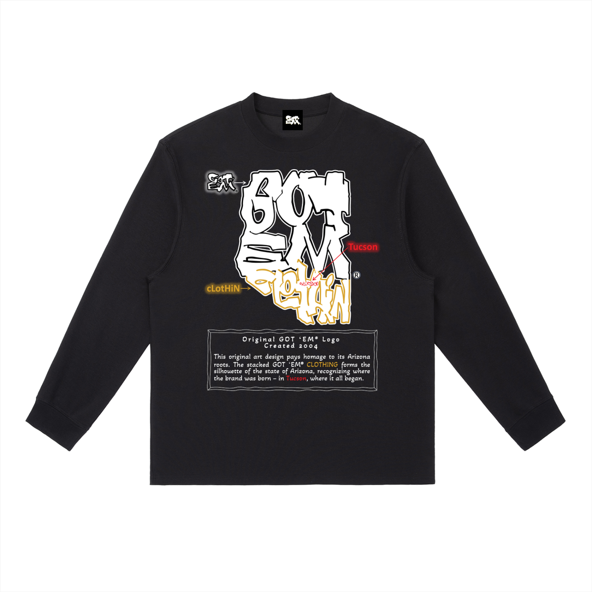 GOT ʻEM® Arizona Description Crewneck Long Sleeve T-Shirt | Men