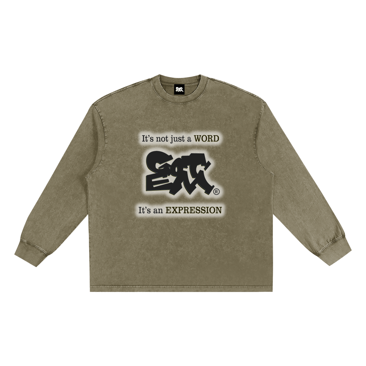 GOT ʻEM® Original with Tagline (Glow) Snow Washed Frayed Edge Long Sleeve T-Shirt | Unisex
