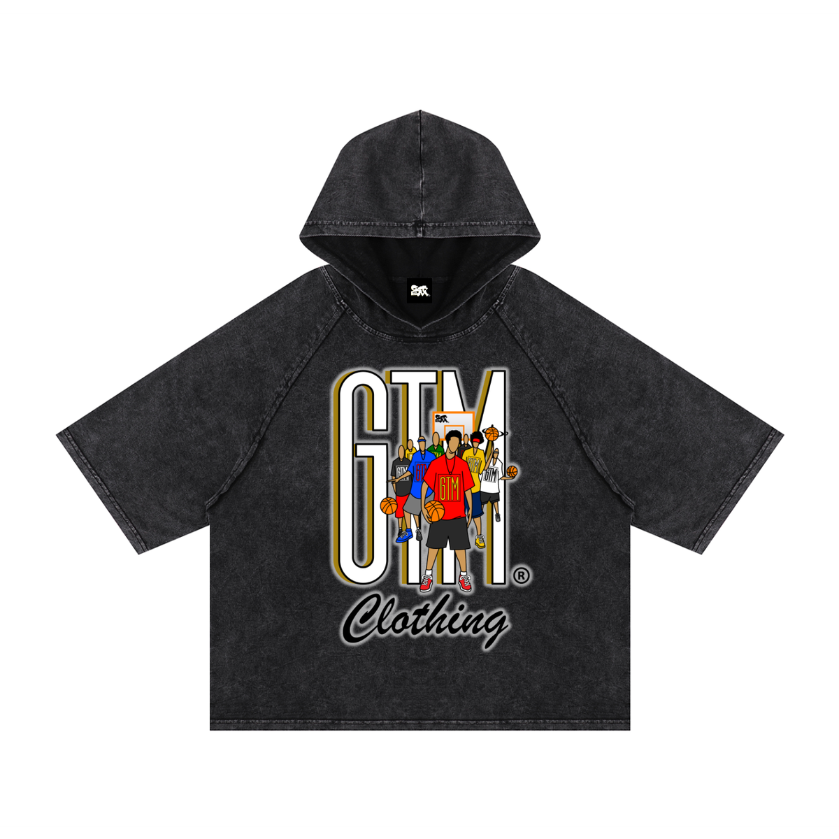 GTM® Shadow Hoopers Snow Washed Hooded Boxy T-Shirt | Unisex